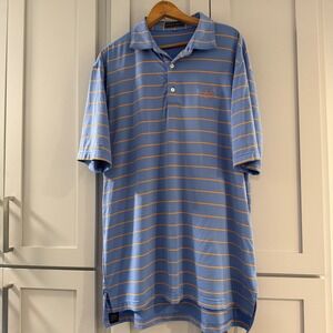Peter Millar Summer Comfort‎ Striped Polo Shirt Whisper Rock Golf Blue Orange